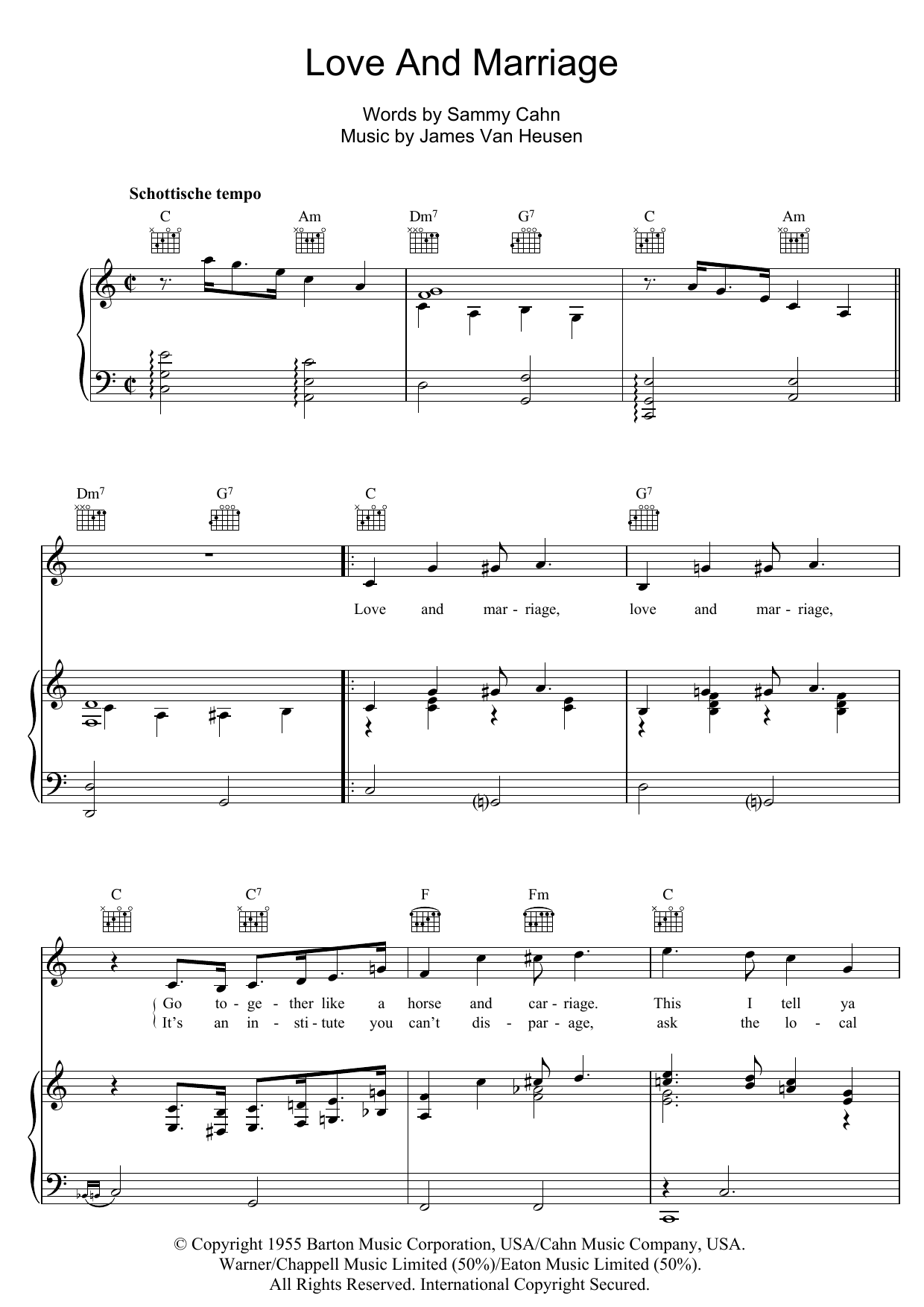 Frank Sinatra Love And Marriage sheet music notes and chords. Download Printable PDF.