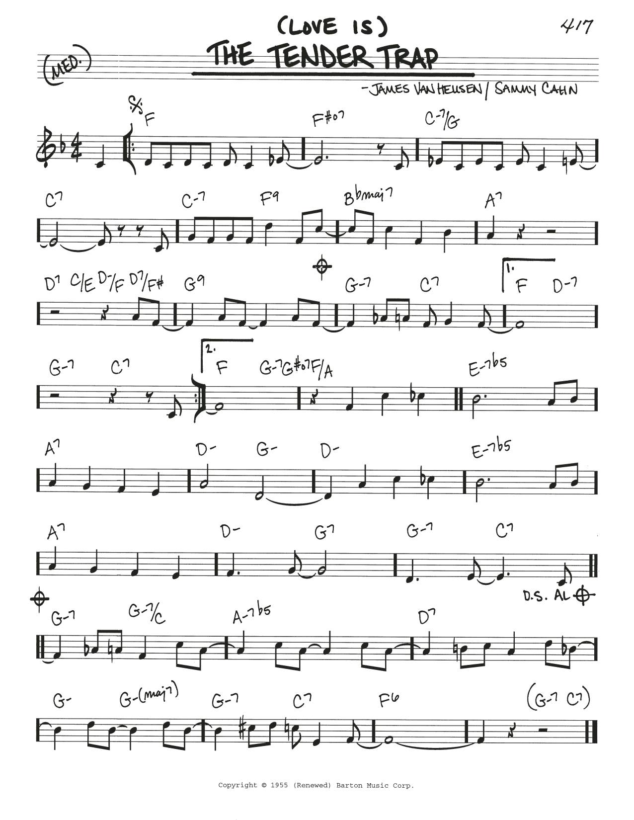 Frank Sinatra (Love Is) The Tender Trap sheet music notes and chords arranged for Flute Solo