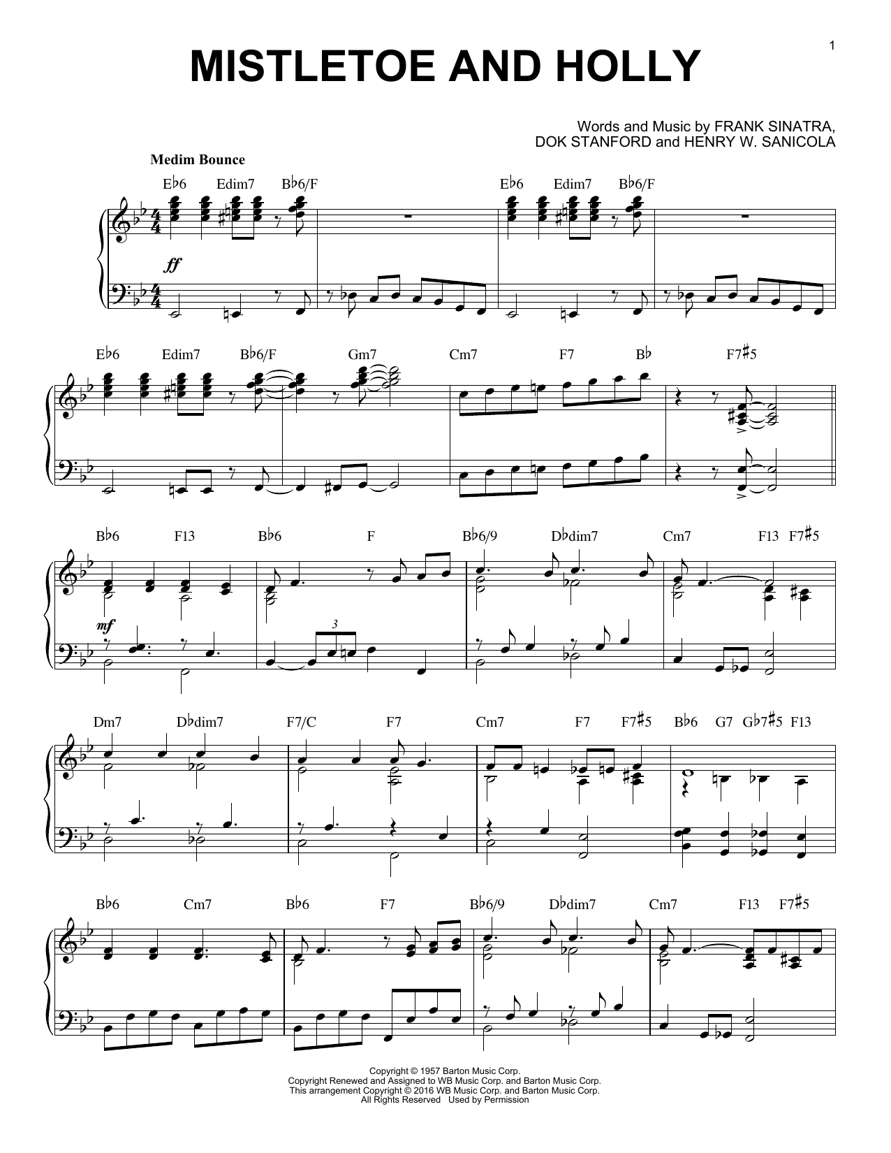 Frank Sinatra Mistletoe And Holly [Jazz version] (arr. Brent Edstrom) sheet music notes and chords. Download Printable PDF.