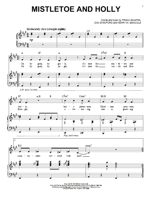 Frank Sinatra Mistletoe And Holly sheet music notes and chords arranged for Easy Piano