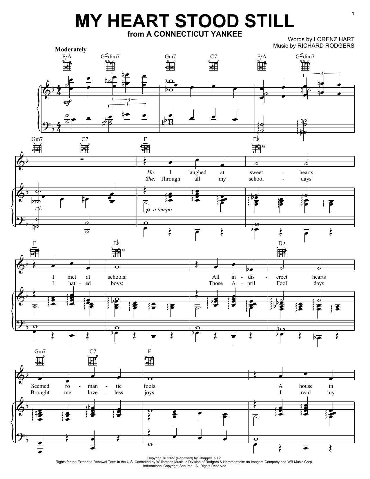 Frank Sinatra My Heart Stood Still sheet music notes and chords. Download Printable PDF.