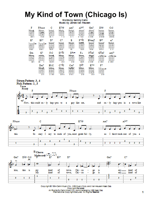 Frank Sinatra My Kind Of Town (Chicago Is) sheet music notes and chords. Download Printable PDF.