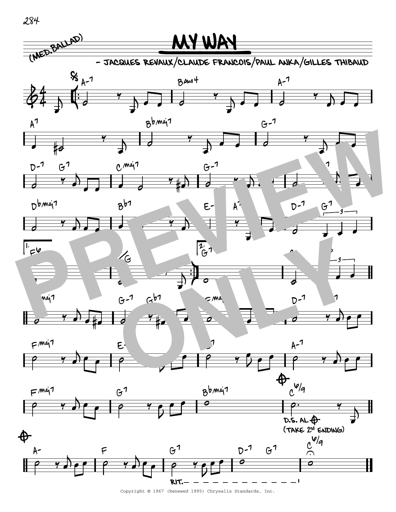Frank Sinatra My Way [Reharmonized version] (arr. Jack Grassel) sheet music notes and chords arranged for Real Book – Melody & Chords
