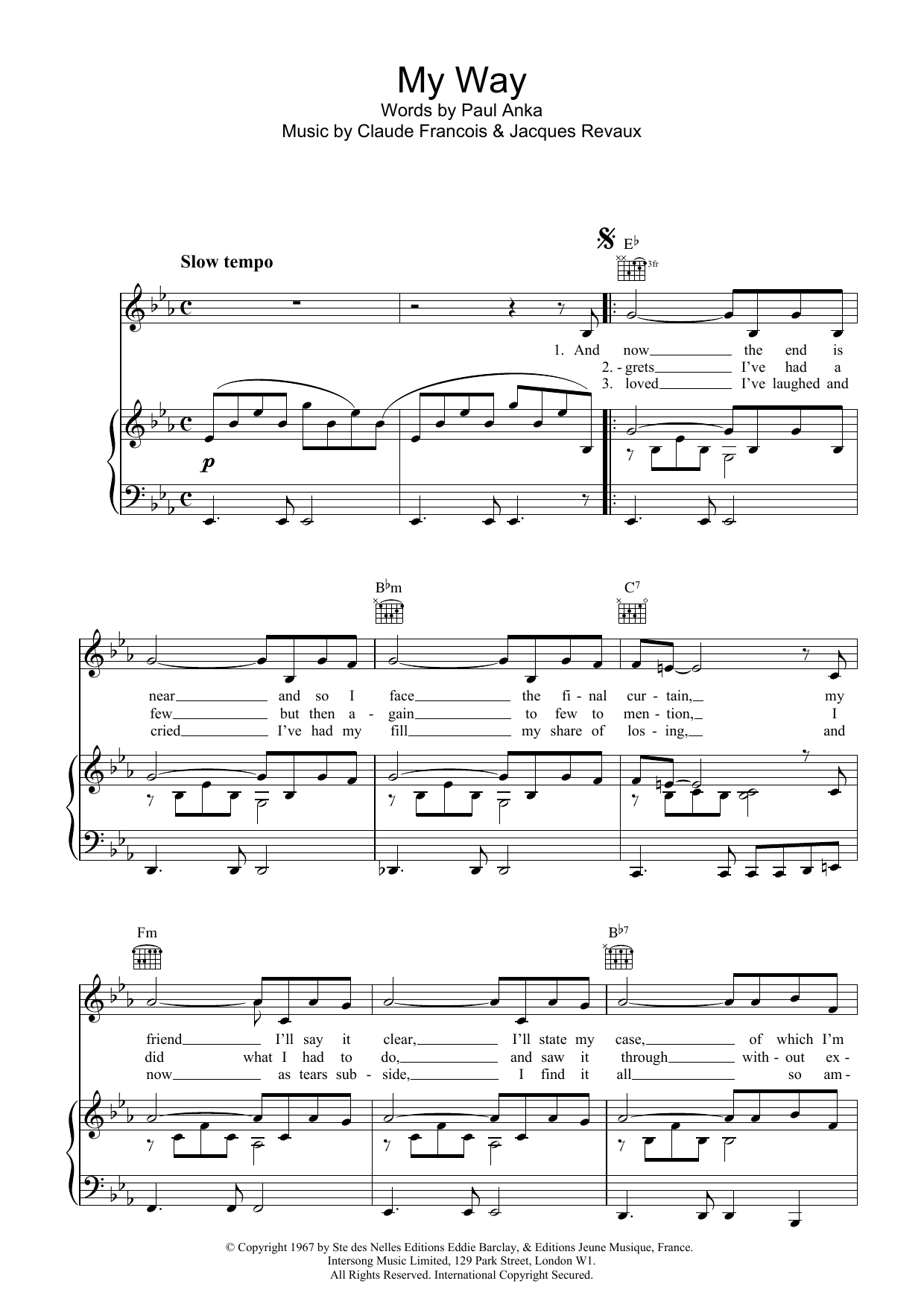 Frank Sinatra My Way sheet music notes and chords arranged for Ukulele Chords/Lyrics