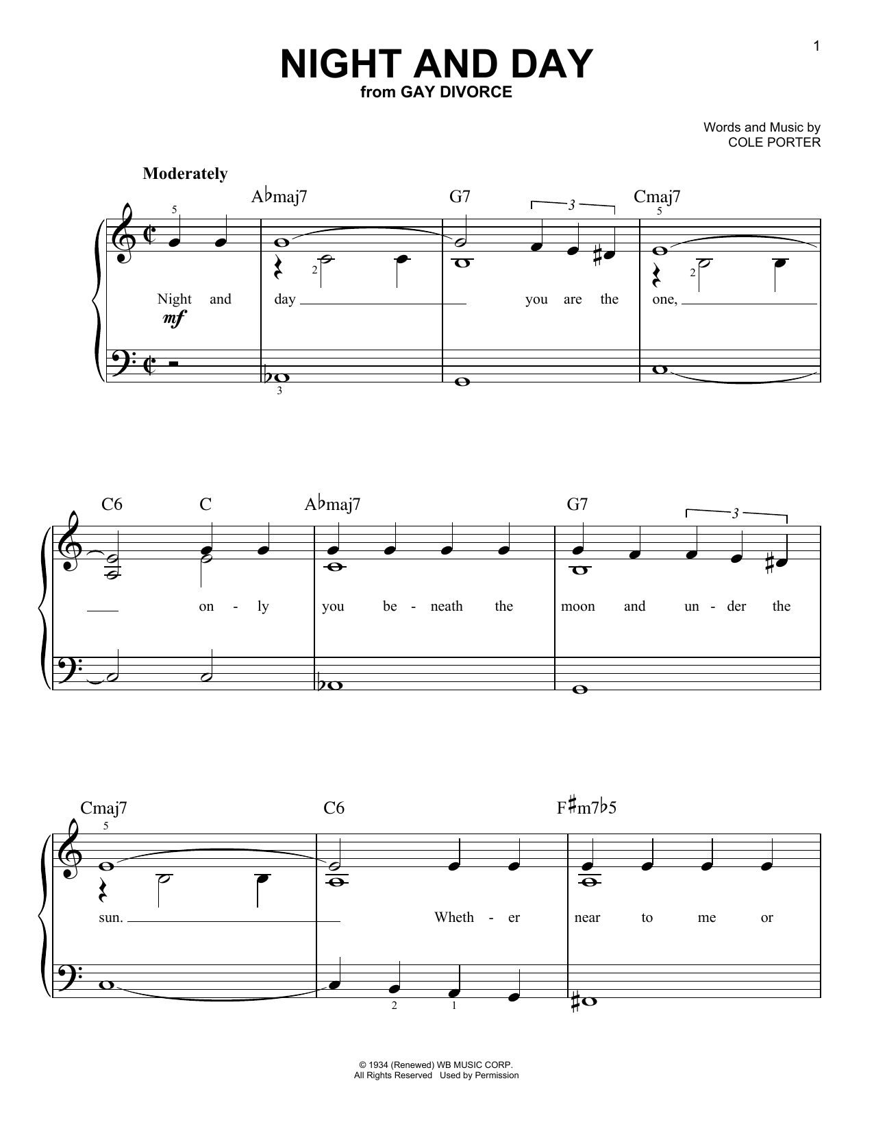 Frank Sinatra Night And Day sheet music notes and chords arranged for Piano, Vocal & Guitar Chords