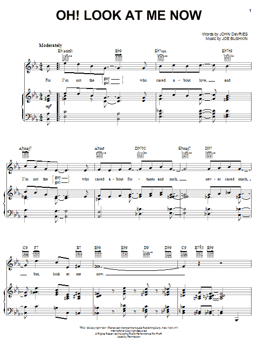 Frank Sinatra Oh! Look At Me Now sheet music notes and chords arranged for Piano, Vocal & Guitar Chords (Right-Hand Melody)