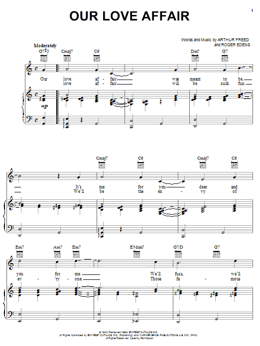 Frank Sinatra Our Love Affair sheet music notes and chords arranged for Piano, Vocal & Guitar Chords (Right-Hand Melody)