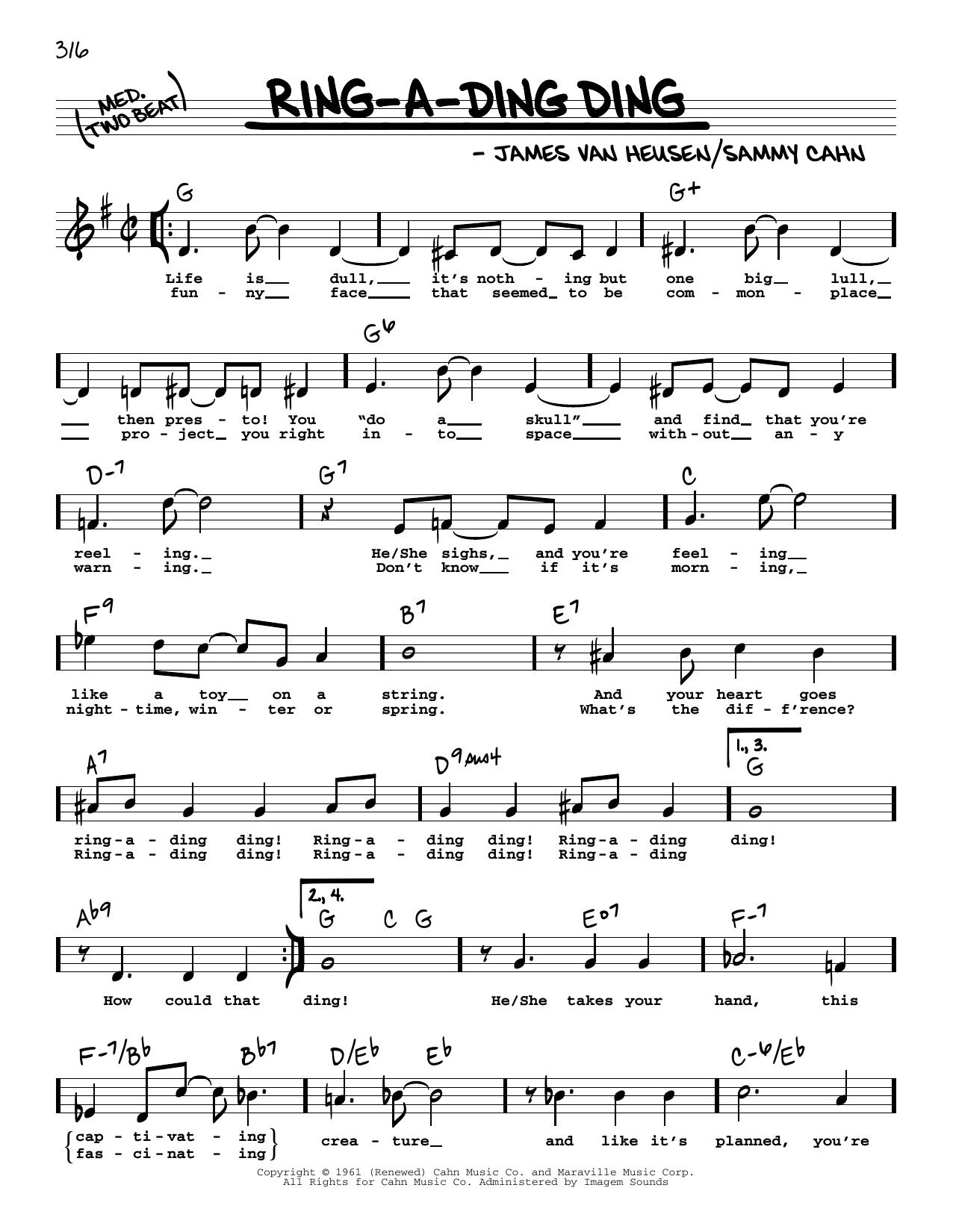 Frank Sinatra Ring-A-Ding Ding (High Voice) sheet music notes and chords. Download Printable PDF.