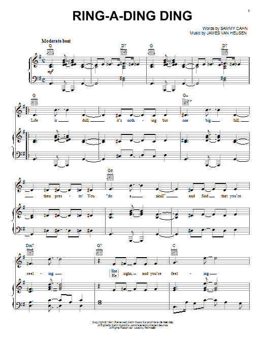 Frank Sinatra Ring-A-Ding Ding sheet music notes and chords arranged for Piano, Vocal & Guitar Chords (Right-Hand Melody)