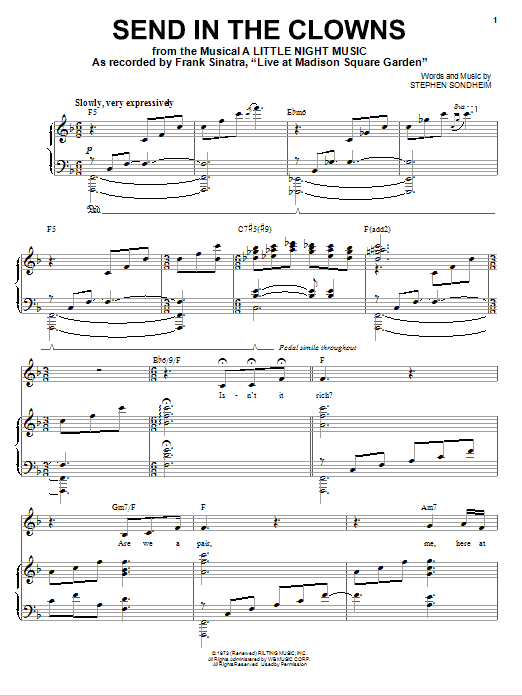 Frank Sinatra Send In The Clowns sheet music notes and chords. Download Printable PDF.