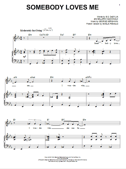 Frank Sinatra Somebody Loves Me sheet music notes and chords arranged for Piano, Vocal & Guitar Chords (Right-Hand Melody)