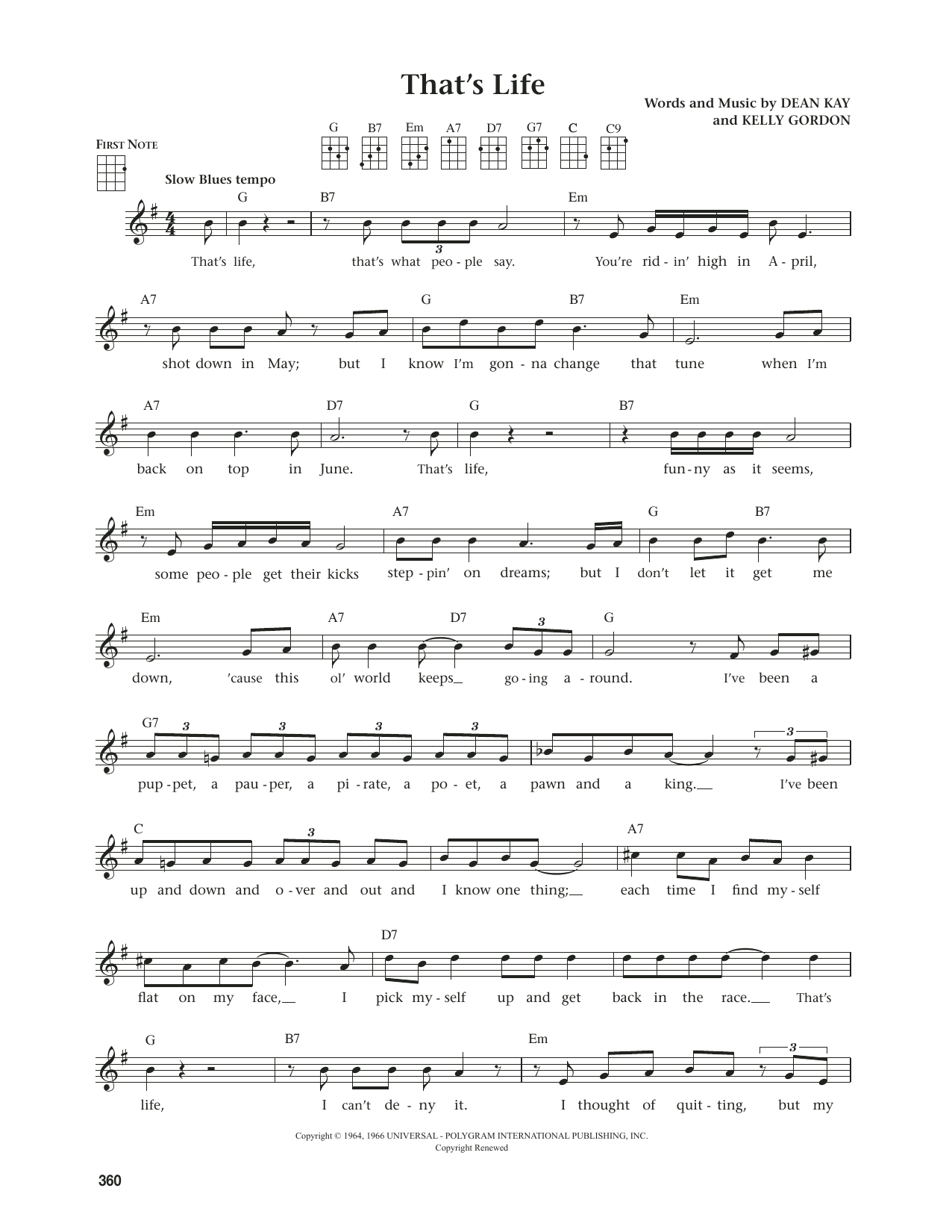 Frank Sinatra That's Life (from The Daily Ukulele) (arr. Jim Beloff) sheet music notes and chords. Download Printable PDF.