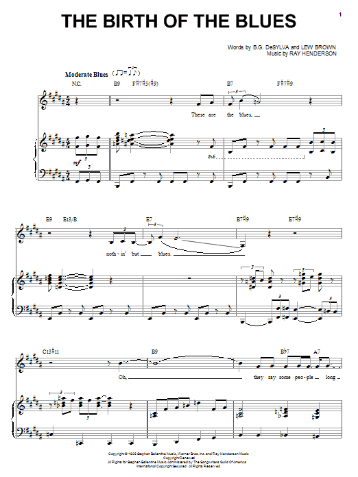 Frank Sinatra The Birth Of The Blues sheet music notes and chords arranged for Piano, Vocal & Guitar Chords (Right-Hand Melody)