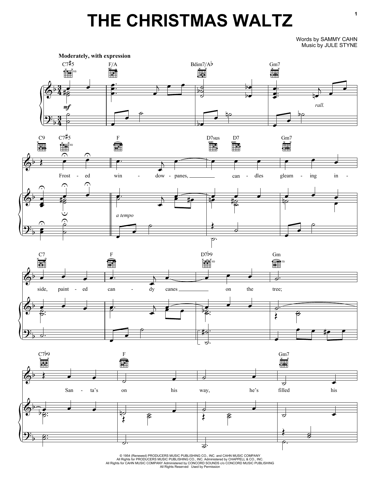 Frank Sinatra The Christmas Waltz sheet music notes and chords arranged for Violin Solo