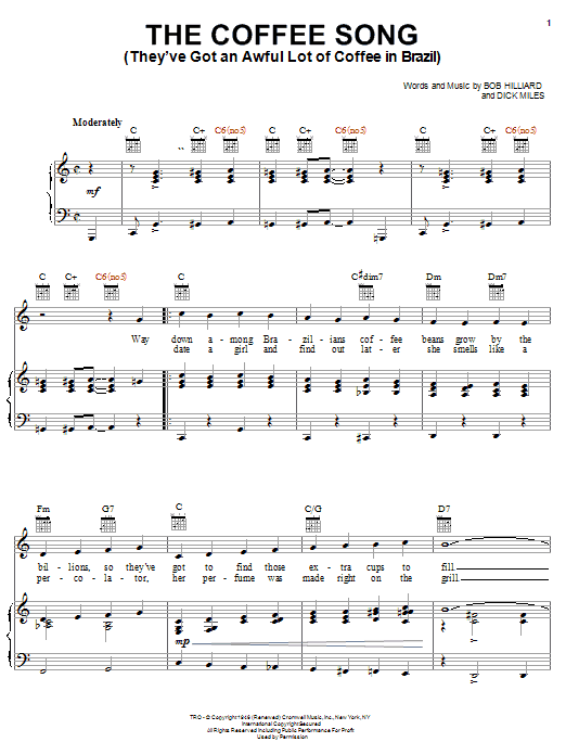 Frank Sinatra The Coffee Song (They've Got An Awful Lot Of Coffee In Brazil) sheet music notes and chords arranged for Piano, Vocal & Guitar Chords (Right-Hand Melody)