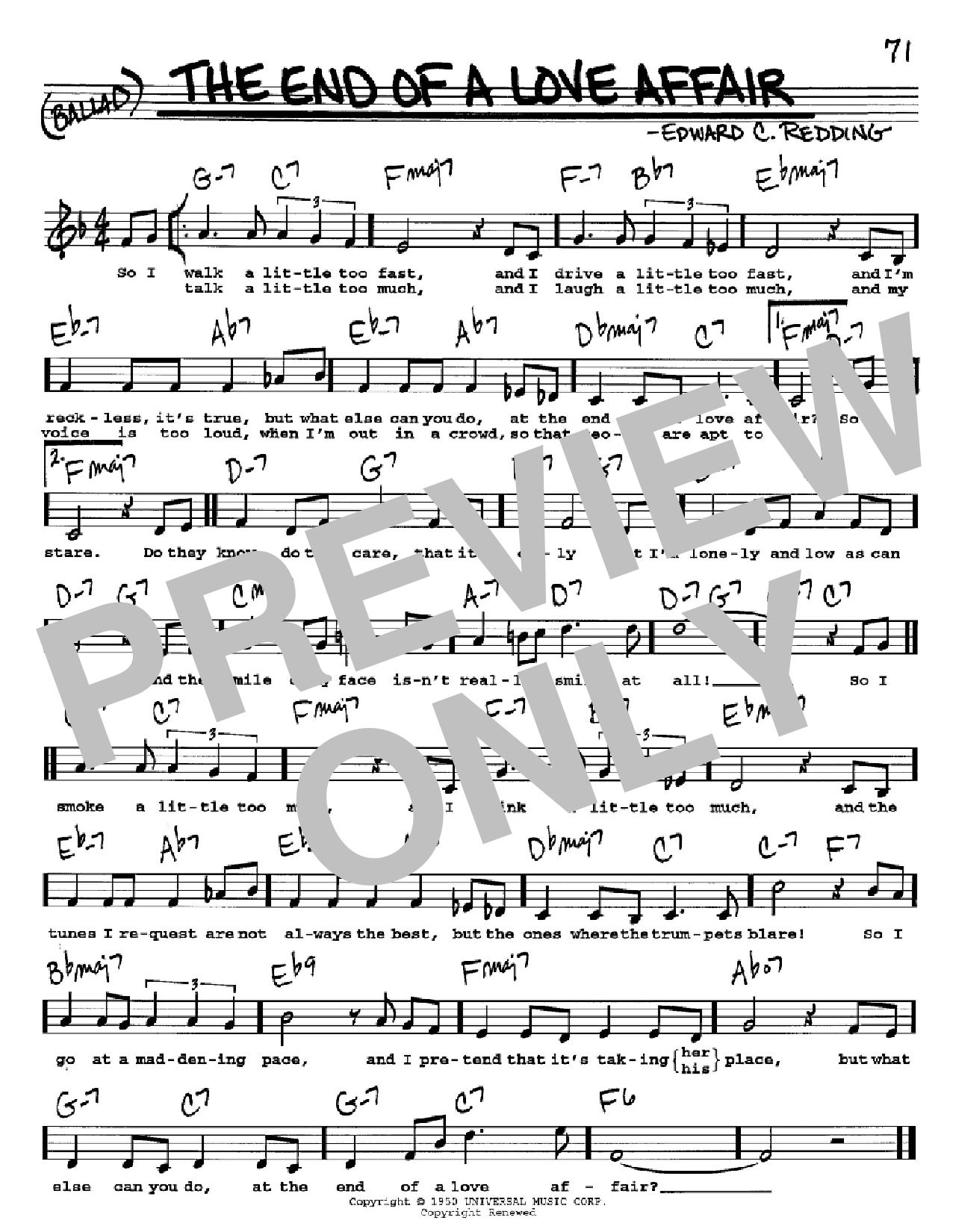 Frank Sinatra The End Of A Love Affair sheet music notes and chords. Download Printable PDF.