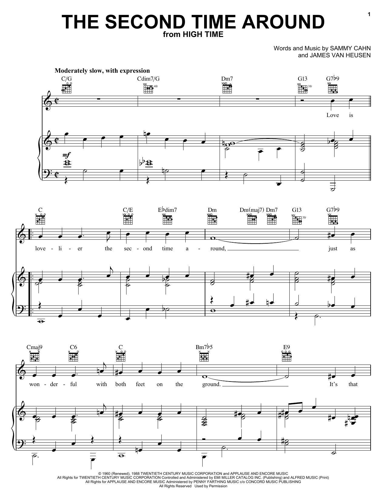 Frank Sinatra The Second Time Around sheet music notes and chords. Download Printable PDF.