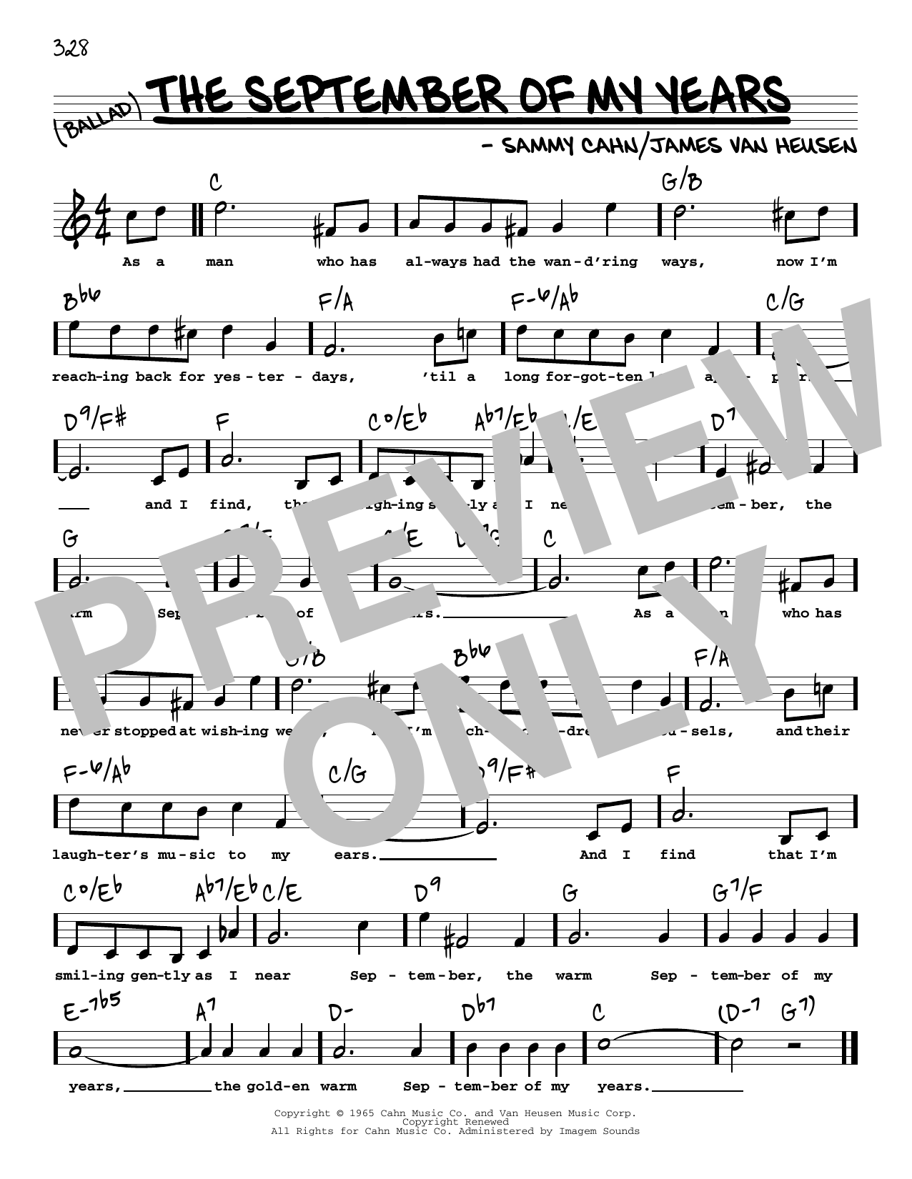 Learn to play Frank Sinatra The September Of My Years (High Voice) sheet music for Real Book – Melody, Lyrics & Chords in minutes. Price: 5.9900$ Frank Sinatra The September Of My Years (High Voice) sheet music notes and chords arranged for Real Book – Melody, Lyrics & Chords