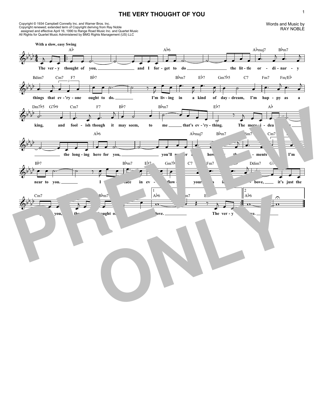 Frank Sinatra The Very Thought Of You sheet music notes and chords. Download Printable PDF.