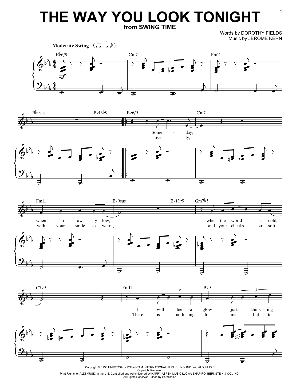 Frank Sinatra The Way You Look Tonight sheet music notes and chords. Download Printable PDF.