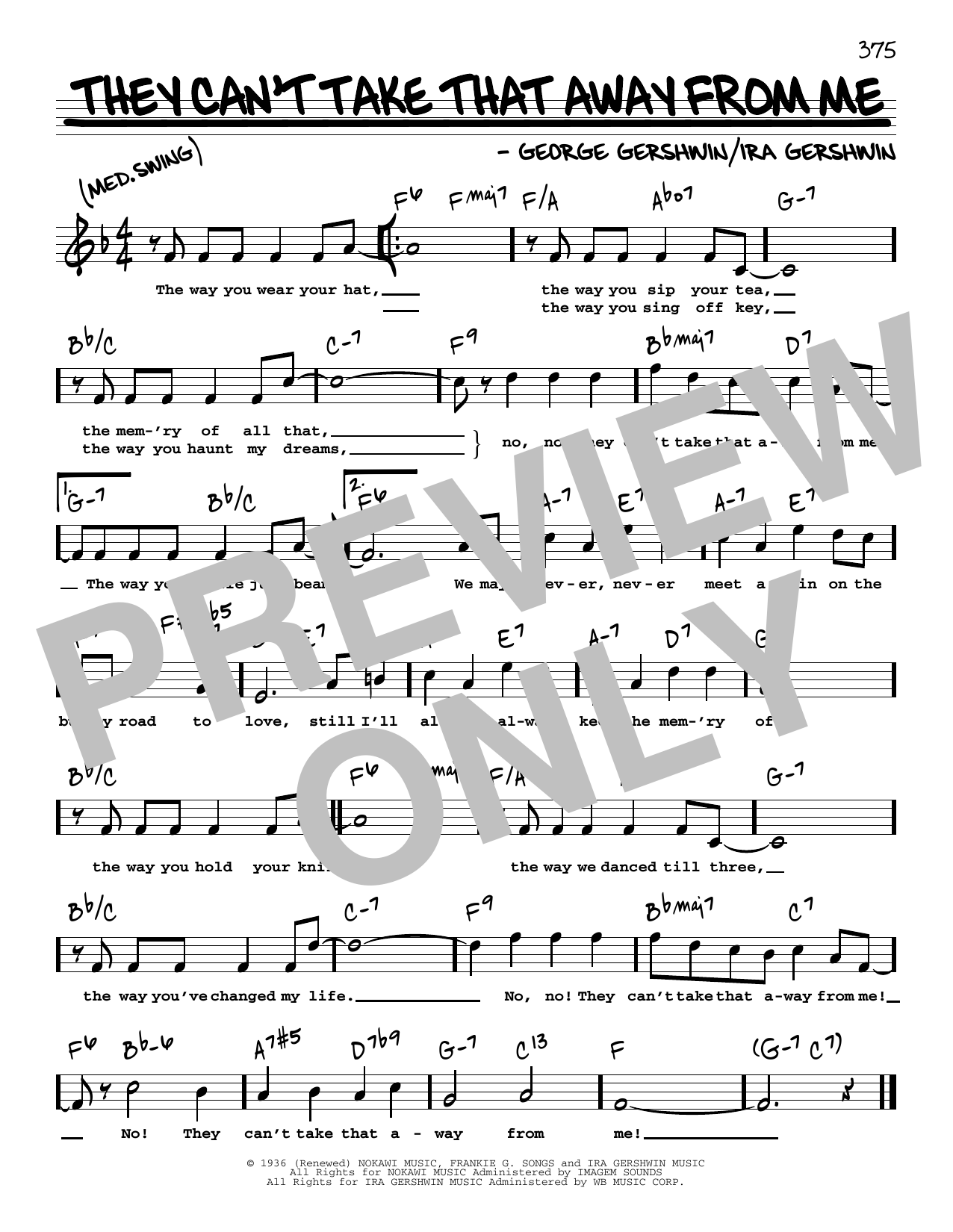 Frank Sinatra They Can't Take That Away From Me (High Voice) sheet music notes and chords. Download Printable PDF.