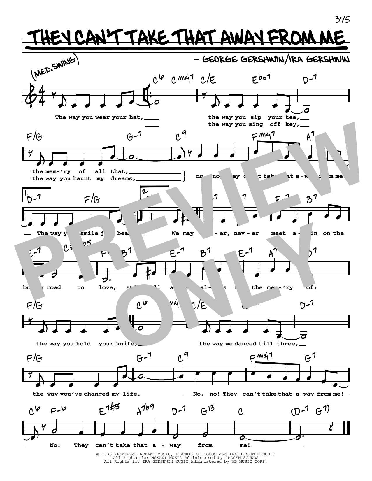 Frank Sinatra They Can't Take That Away From Me (Low Voice) sheet music notes and chords. Download Printable PDF.