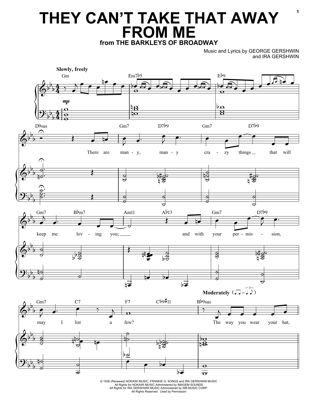 Frank Sinatra They Can't Take That Away From Me sheet music notes and chords. Download Printable PDF.