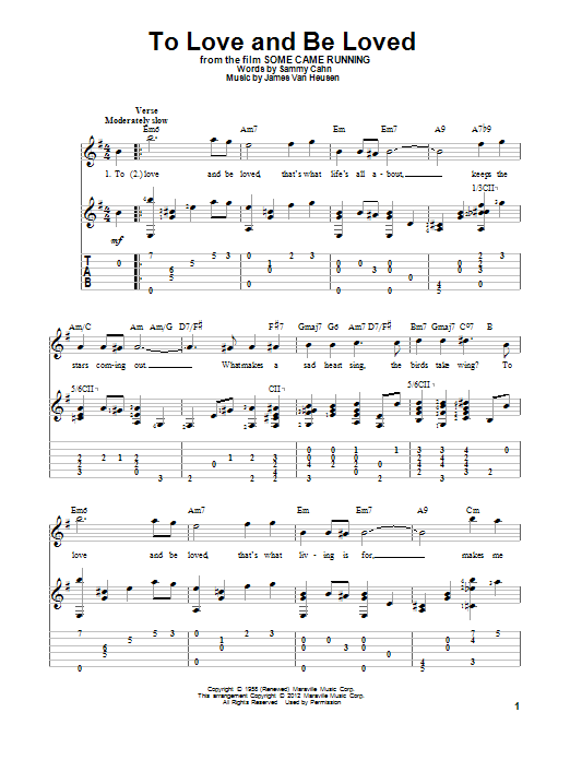 Frank Sinatra To Love And Be Loved sheet music notes and chords. Download Printable PDF.