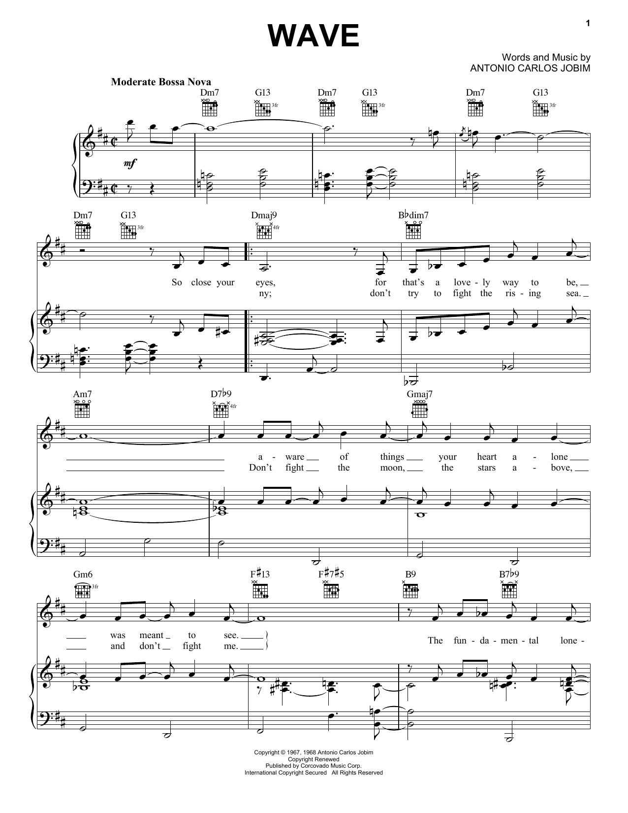 Frank Sinatra Wave sheet music notes and chords. Download Printable PDF.