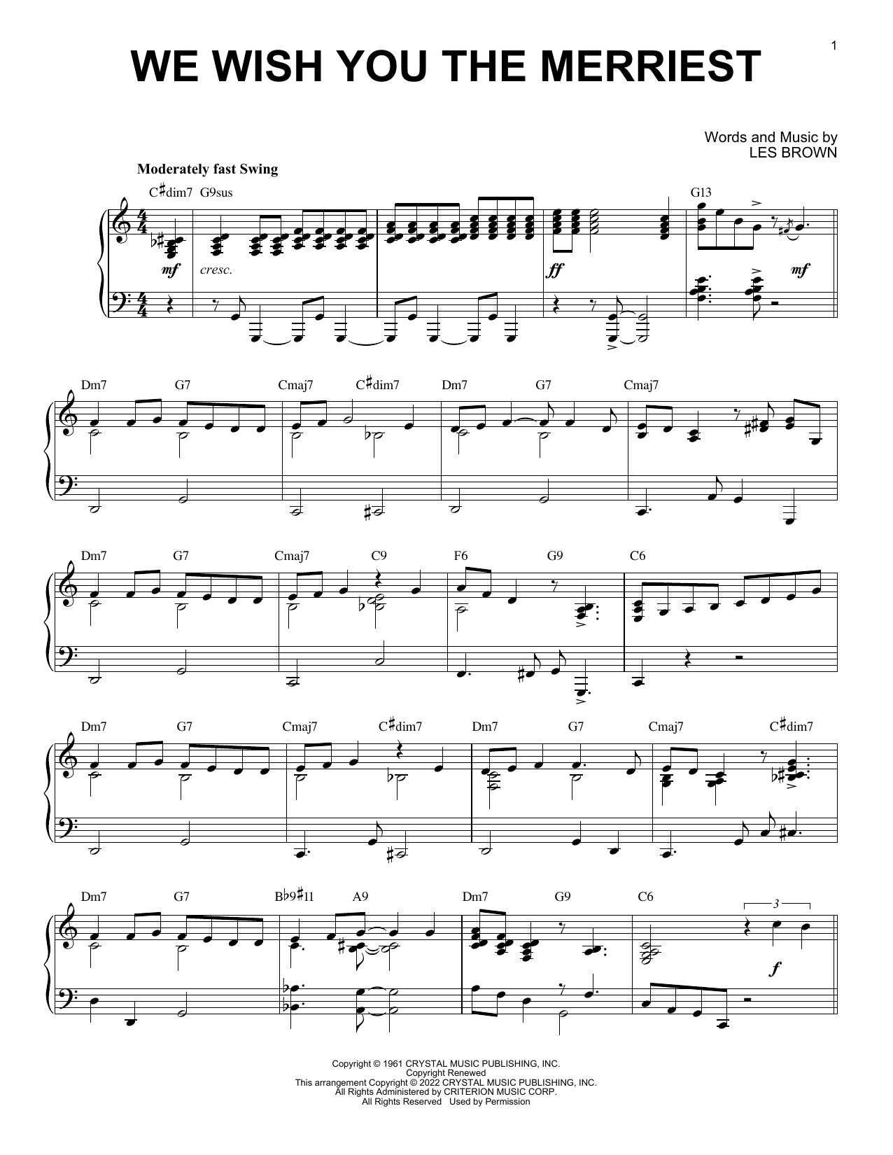 Frank Sinatra We Wish You The Merriest (arr. Brent Edstrom) sheet music notes and chords arranged for Piano Solo