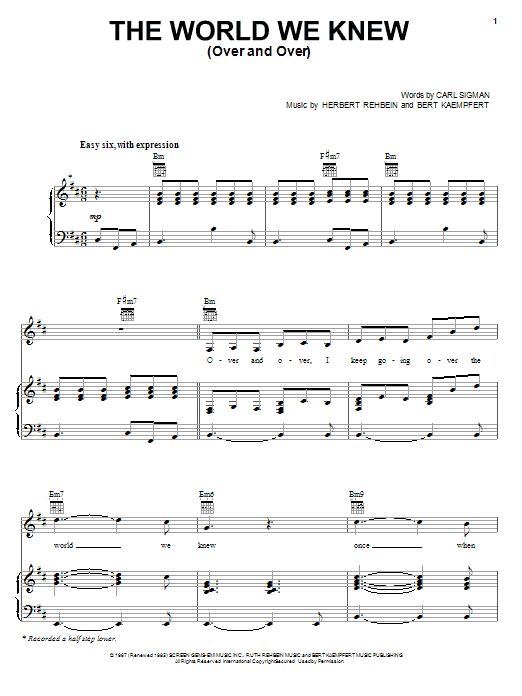 Frank Sinatra World We Knew (Over And Over) sheet music notes and chords. Download Printable PDF.