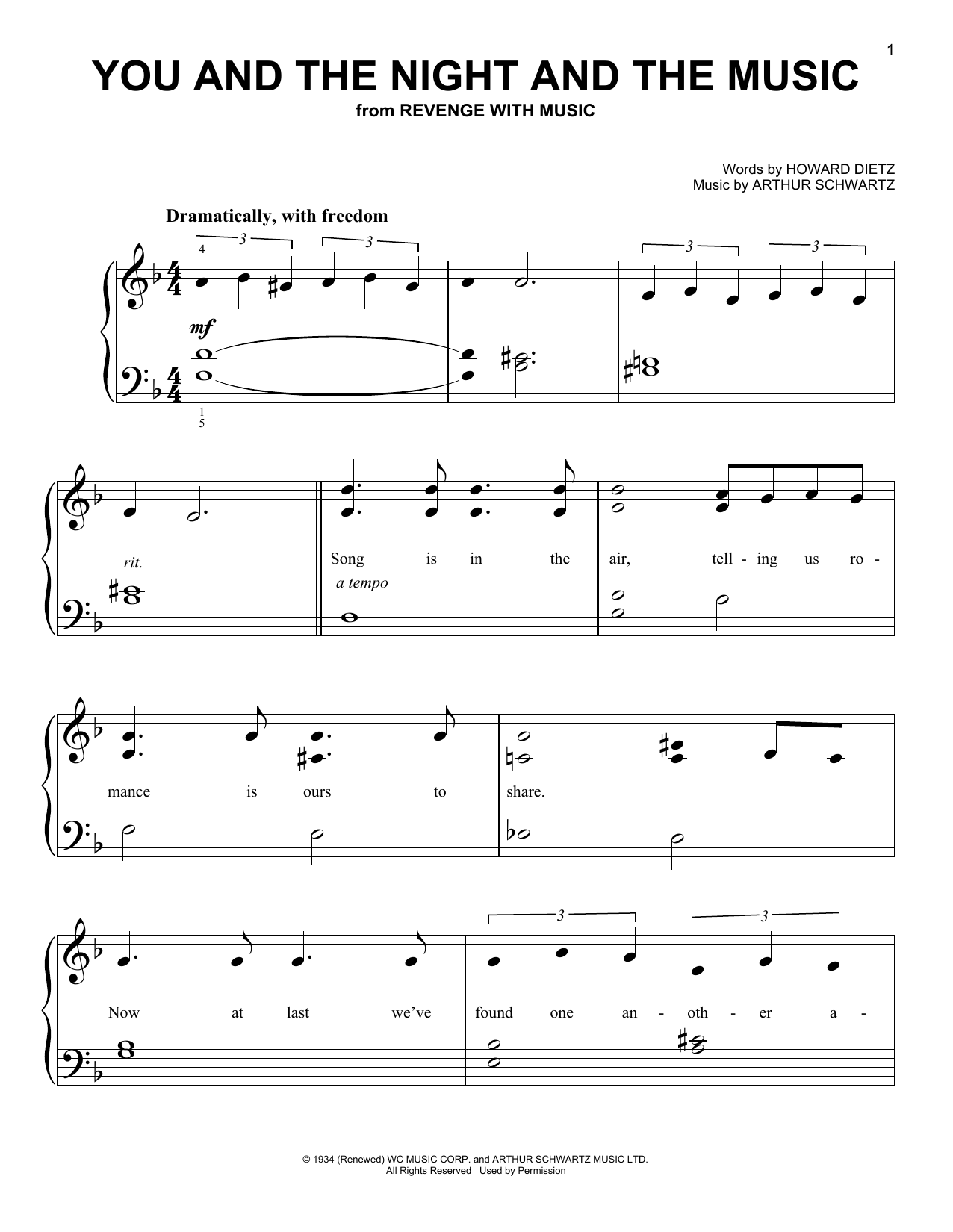 Frank Sinatra You And The Night And The Music sheet music notes and chords. Download Printable PDF.