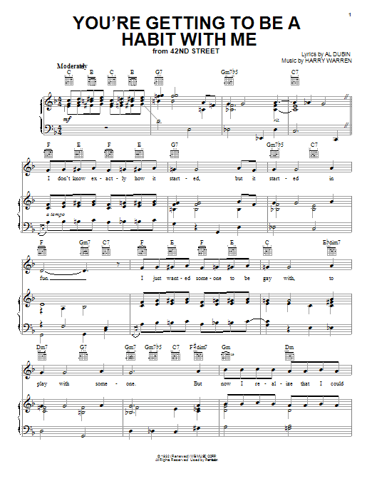 Frank Sinatra You're Getting To Be A Habit With Me sheet music notes and chords. Download Printable PDF.