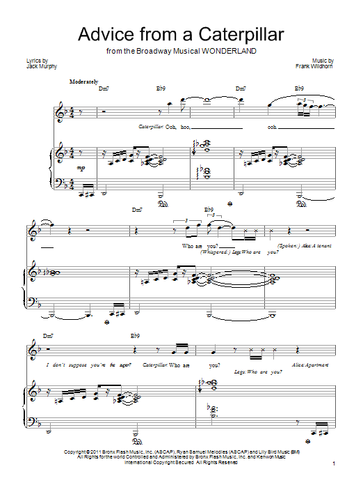 Frank Wildhorn Advice From A Caterpillar sheet music notes and chords. Download Printable PDF.