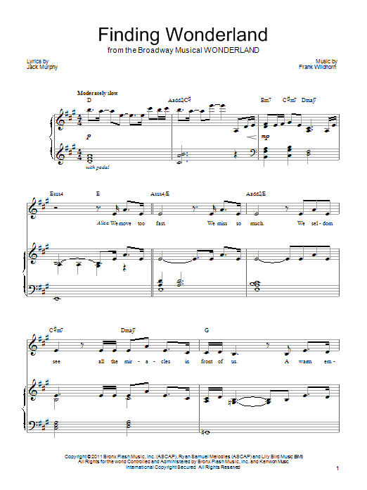 Frank Wildhorn Finding Wonderland sheet music notes and chords. Download Printable PDF.