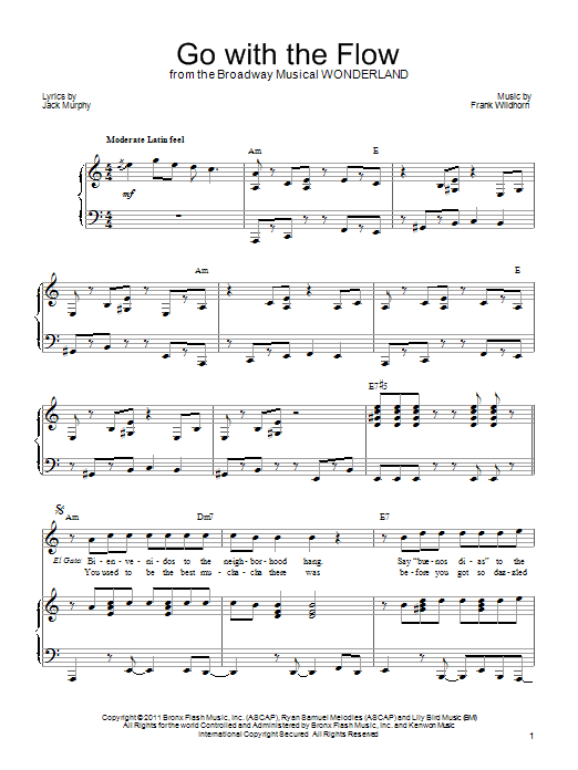Frank Wildhorn Go With The Flow sheet music notes and chords arranged for Piano, Vocal & Guitar Chords (Right-Hand Melody)