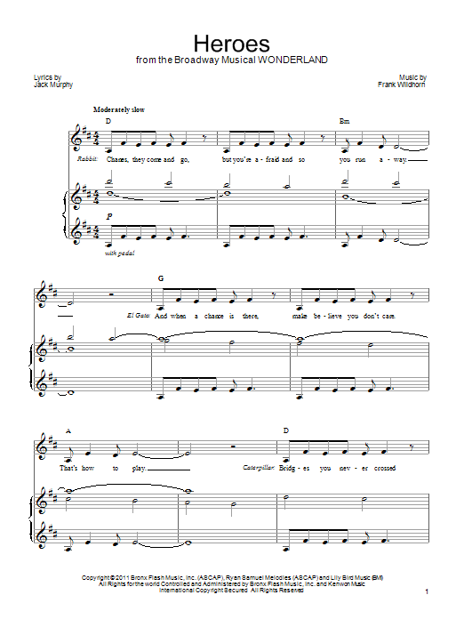 Learn to play Frank Wildhorn Heroes sheet music for Piano, Vocal & Guitar Chords (Right-Hand Melody) in minutes. Price: 7.8900$ Frank Wildhorn Heroes sheet music notes and chords arranged for Piano, Vocal & Guitar Chords (Right-Hand Melody)