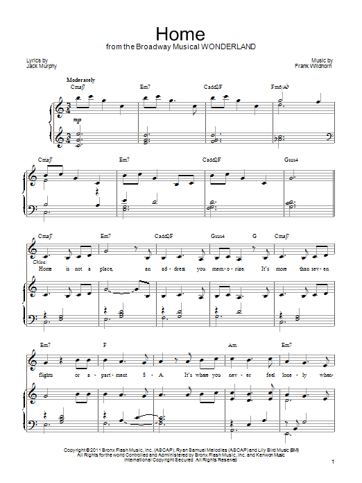 Frank Wildhorn Home (from Wonderland) sheet music notes and chords. Download Printable PDF.