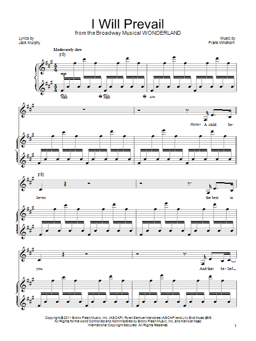 Frank Wildhorn I Will Prevail sheet music notes and chords. Download Printable PDF.