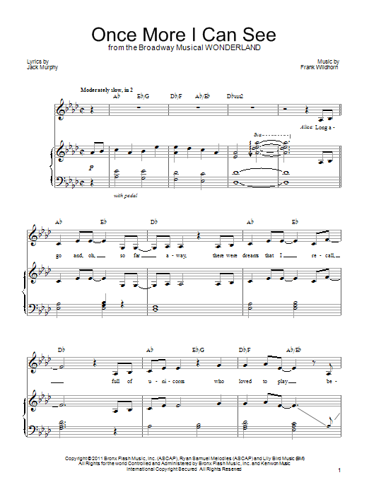 Frank Wildhorn Once More I Can See (from Wonderland) sheet music notes and chords. Download Printable PDF.