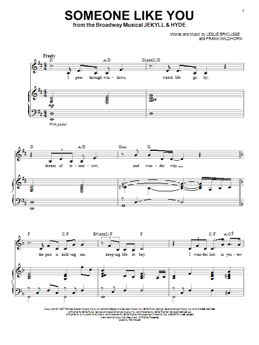 Frank Wildhorn Someone Like You sheet music notes and chords. Download Printable PDF.