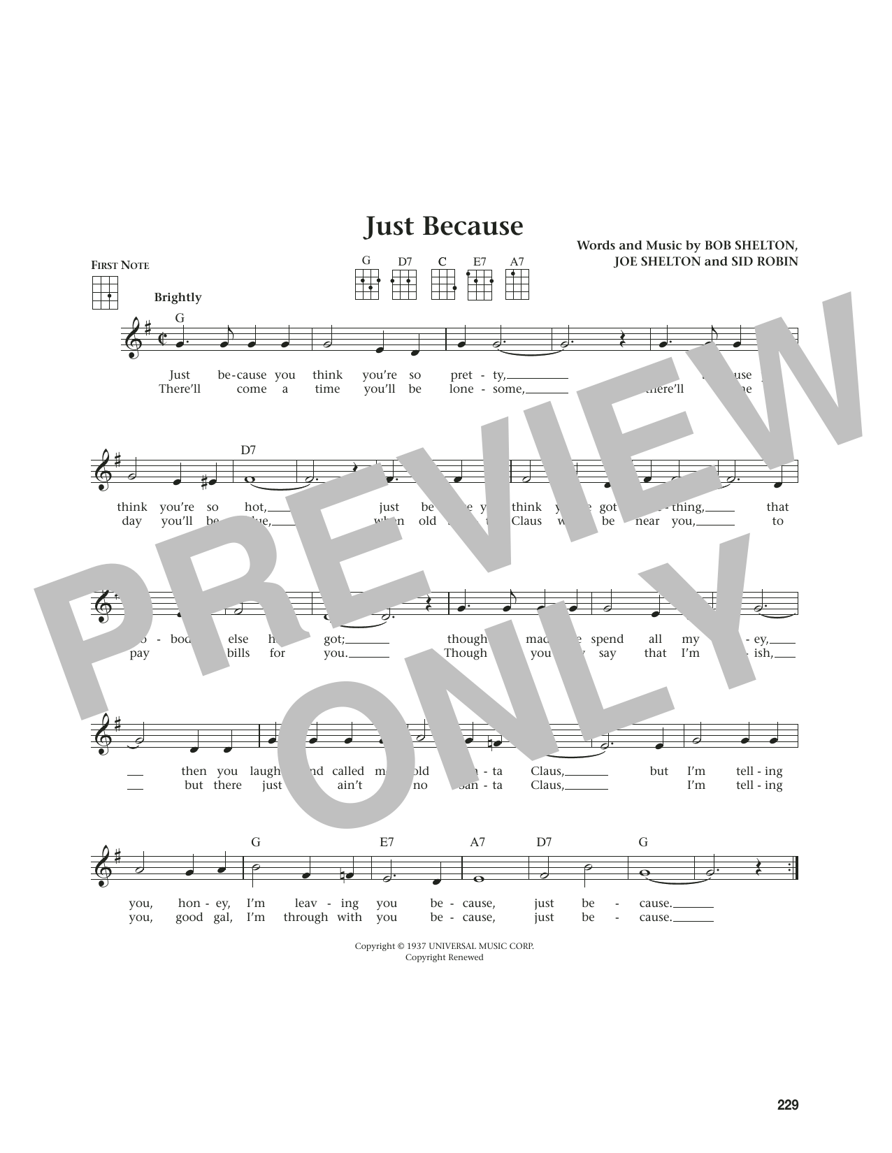 Frankie Yankovic Just Because (from The Daily Ukulele) (arr. Jim Beloff) sheet music notes and chords. Download Printable PDF.