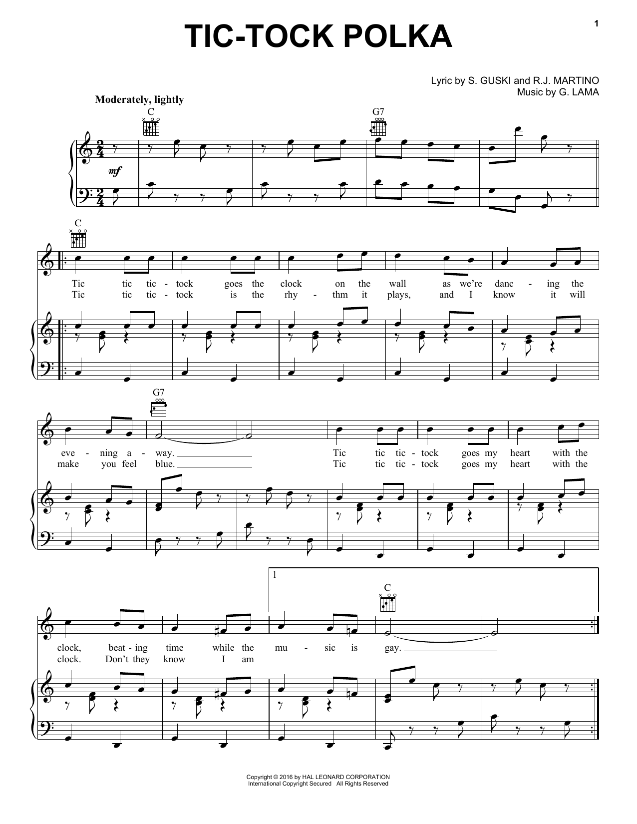 Frankie Yankovic Tic-Tock Polka sheet music notes and chords. Download Printable PDF.