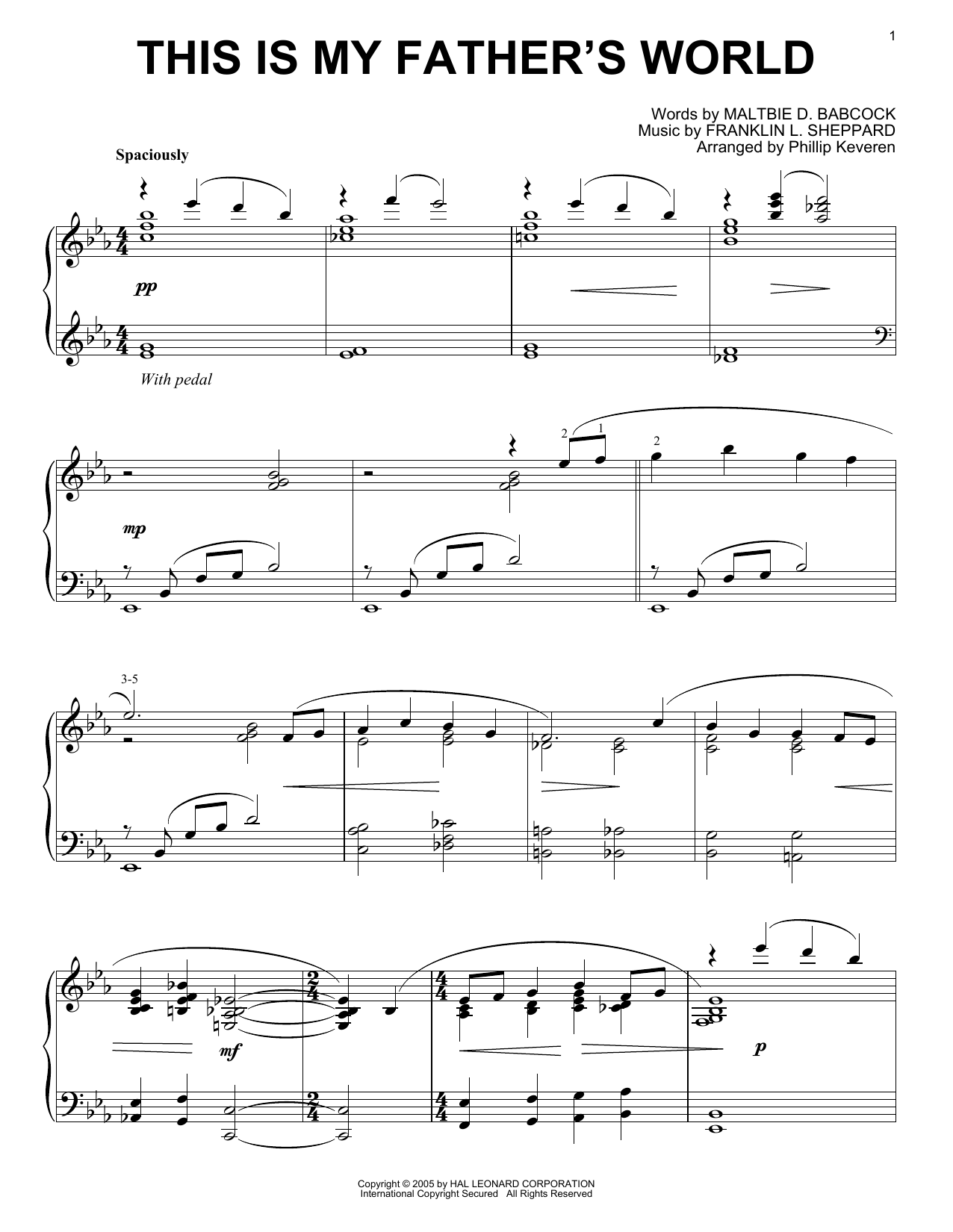 Franklin L. Sheppard This Is My Father's World [Jazz version] (arr. Phillip Keveren) sheet music notes and chords. Download Printable PDF.