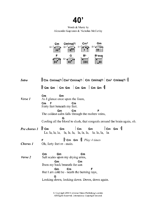 Franz Ferdinand 40' sheet music notes and chords. Download Printable PDF.