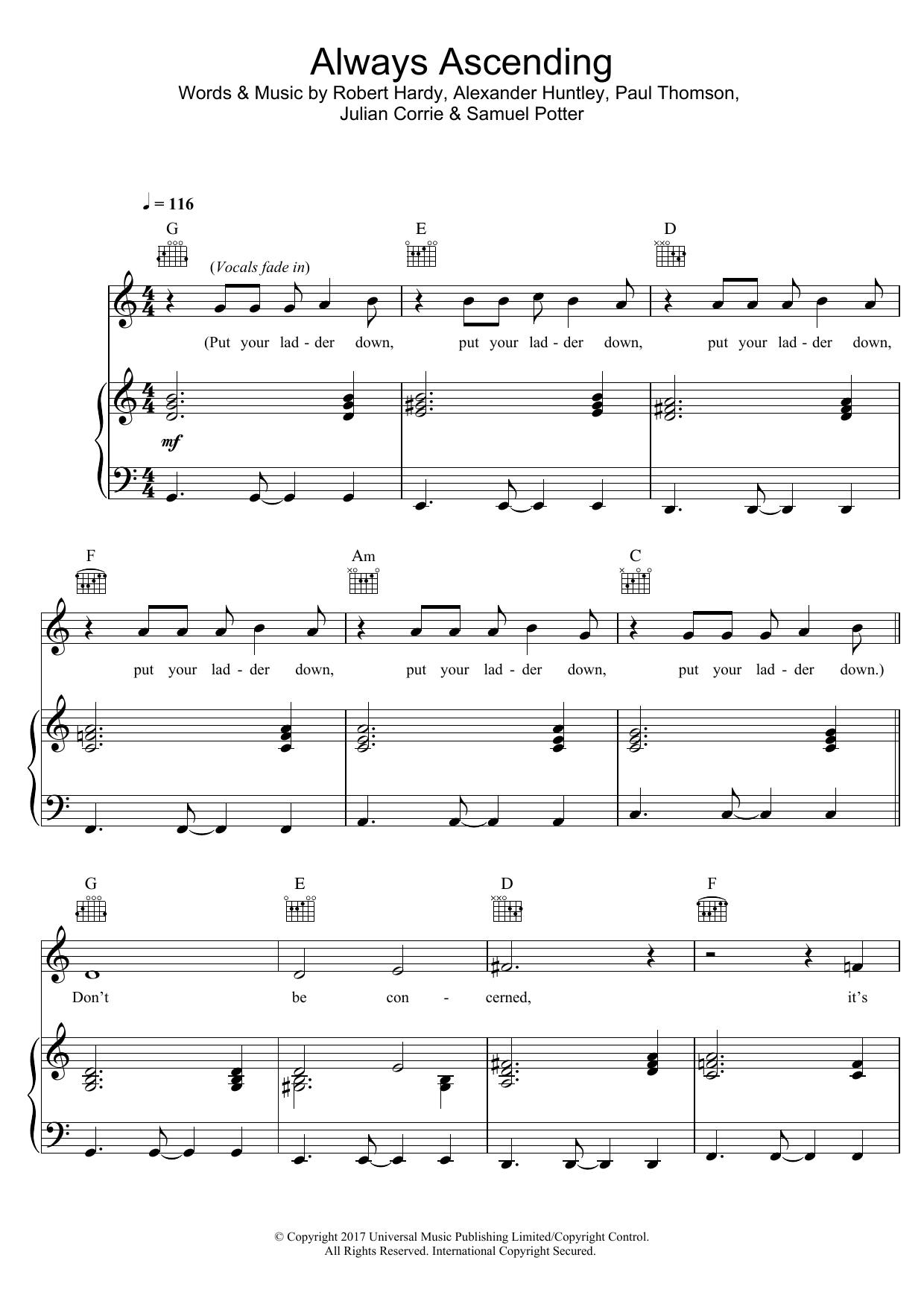 Learn to play Franz Ferdinand Always Ascending sheet music for Piano, Vocal & Guitar Chords in minutes. Price: 7.8900$ Franz Ferdinand Always Ascending sheet music notes and chords arranged for Piano, Vocal & Guitar Chords