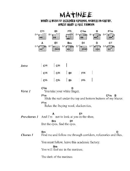 Franz Ferdinand The Dark Of The Matinee sheet music notes and chords. Download Printable PDF.