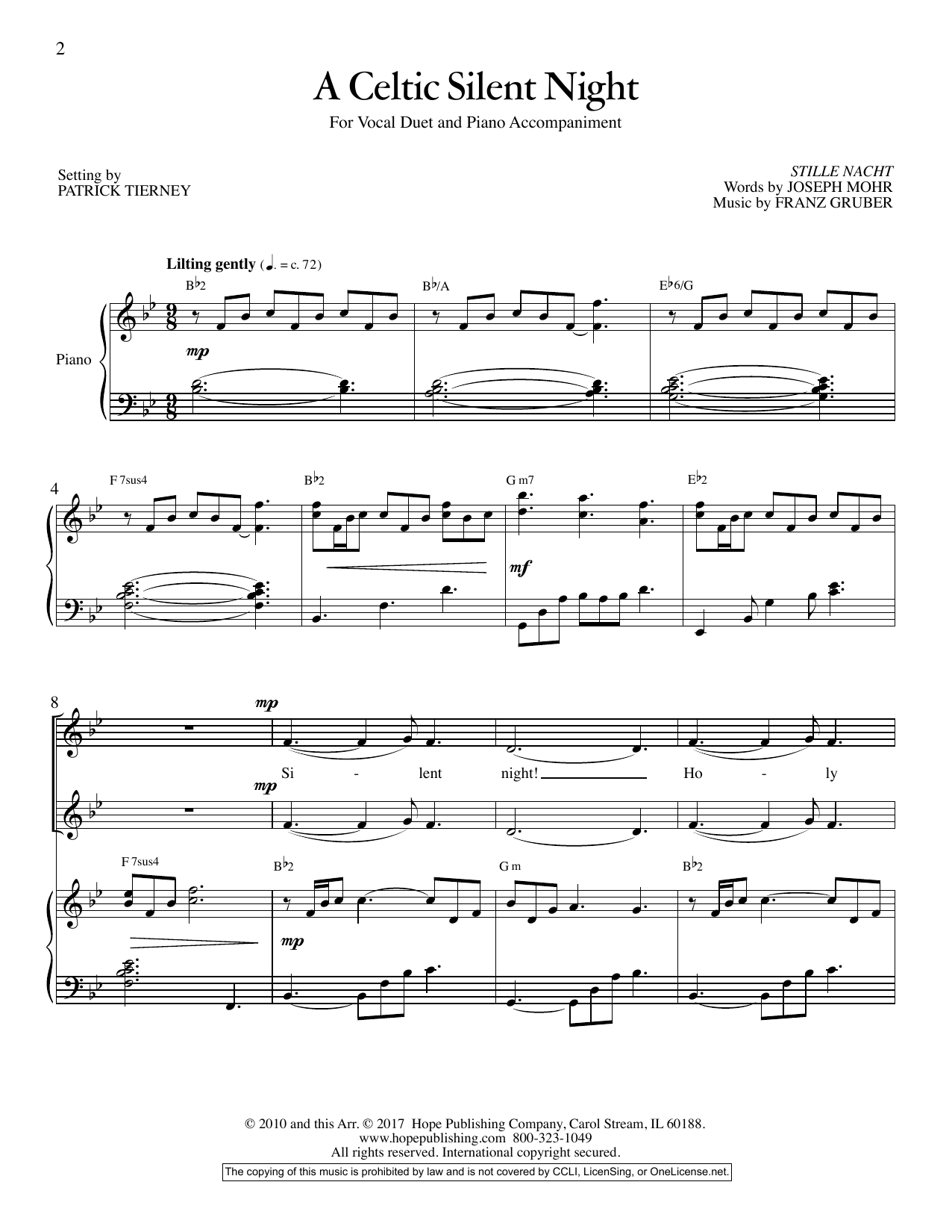 Franz Gruber A Celtic Silent Night sheet music notes and chords. Download Printable PDF.