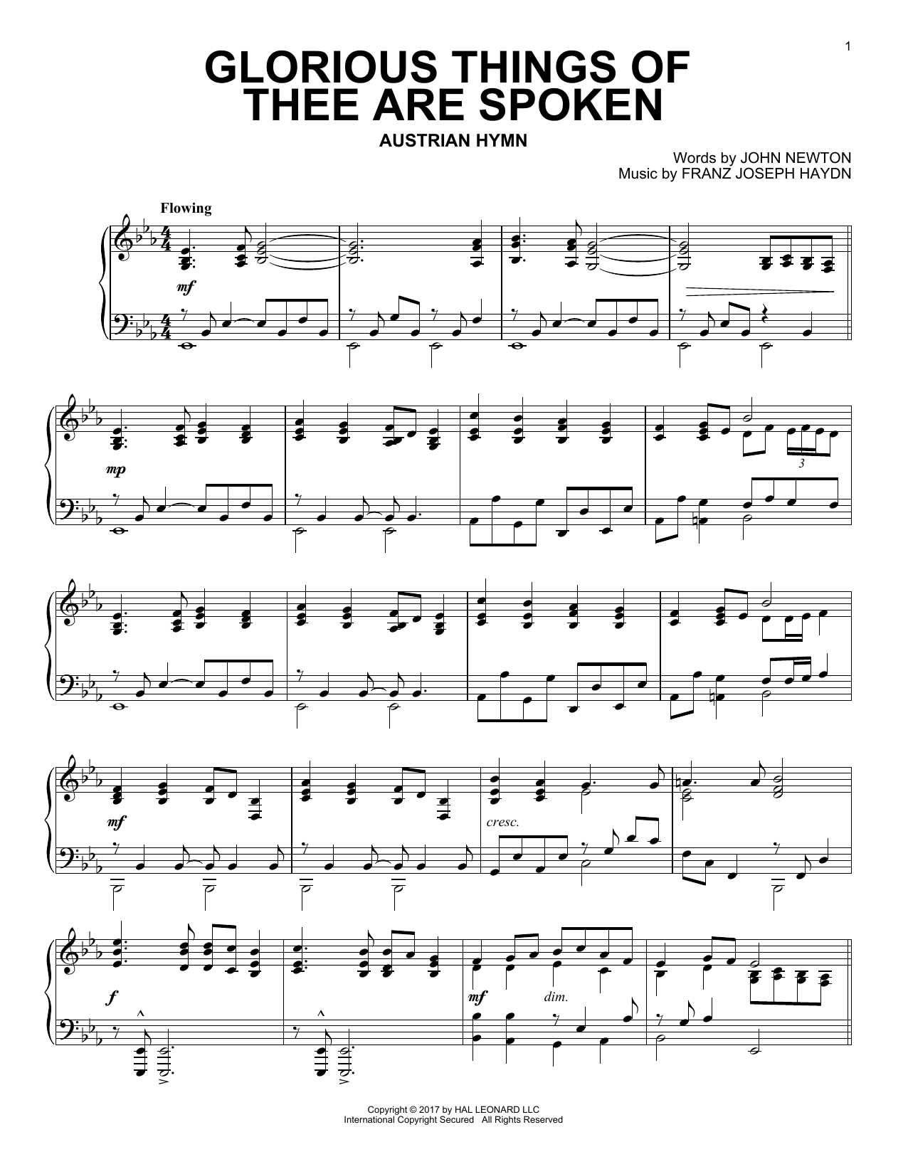 Franz Joseph Haydn Glorious Things Of Thee Are Spoken sheet music notes and chords. Download Printable PDF.