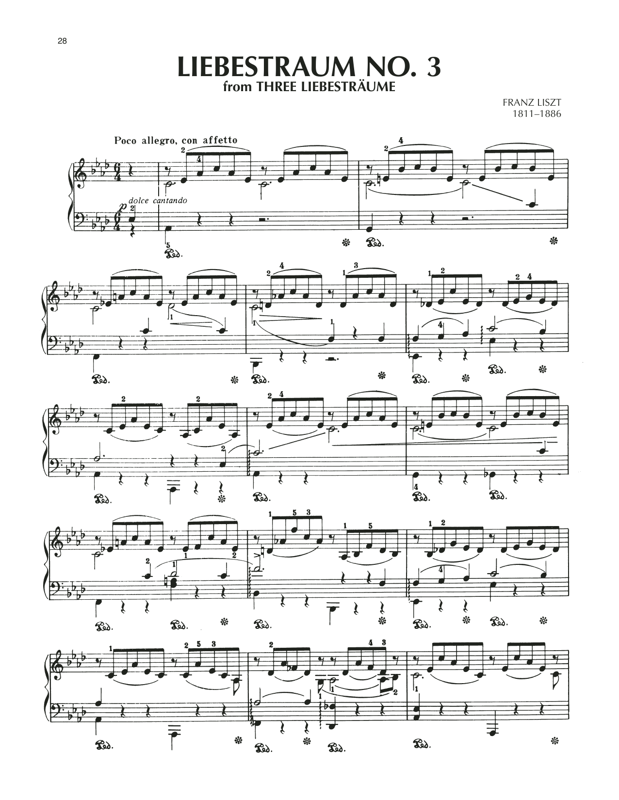 Franz Liszt Liebestraum No. 3 (Dream Of Love) sheet music notes and chords. Download Printable PDF.